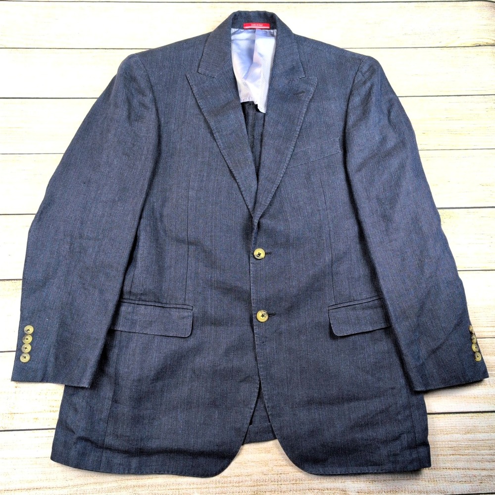 Pal Zileri Concept Mens Blue Hemp Linen Blazer Sport Coat IT 54 = US 44 chest